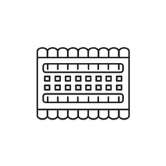Black & white vector illustration of embroidery organizer. Line icon of cross stitch thread holder. Isolated object