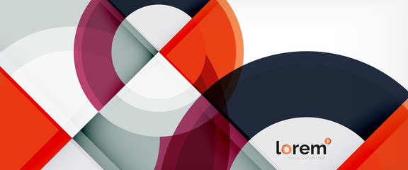 Fototapeta premium Modern geometric circles abstract background, colorful round shapes with shadow effects