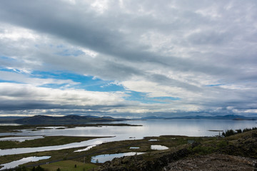 Fototapeta na wymiar Landscape from lake Thingvallavatn in Iceland. Thingvellir 
