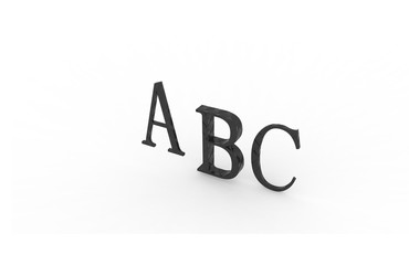 ABC rendering letters on a white background