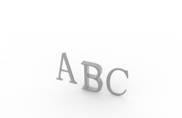 ABC rendering letters on a white background