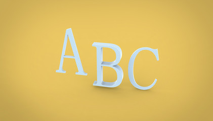 ABC rendering letters on a yellow background