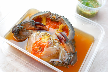 Sea Crab Egg Pickled Fish Sauce,Side view.