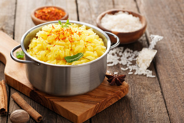 Saffron rice with spices. 