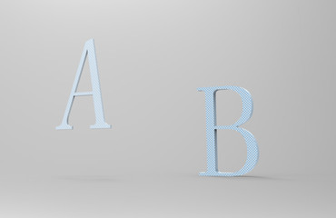 ABC rendering letters on a gray background