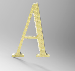 ABC rendering letters on a gray background