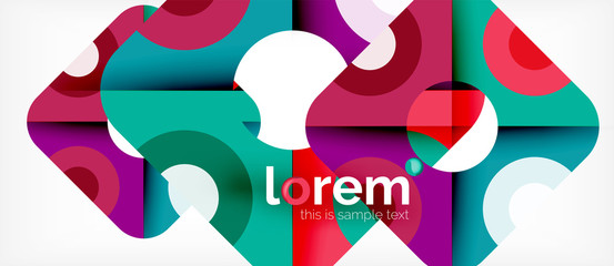 Geometric colorful shapes composition abstract background. Minimal dynamic design