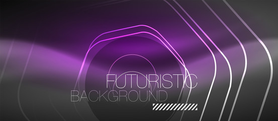 Black and glowing color lines neon design, magin techno template background