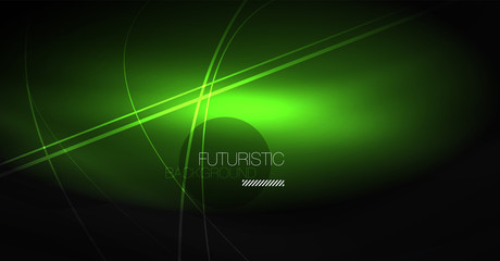 Digital technology abstract background - neon geometric design. Abstract glowing lines. Colorful techno background. Futuristic shape.