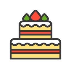 Christmas cake vector, Christmas related style design icon, editable outline
