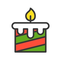 Christmas candle vector, Christmas related style design icon, editable outline
