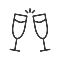 Wine glasses vector, Christmas related line style icon