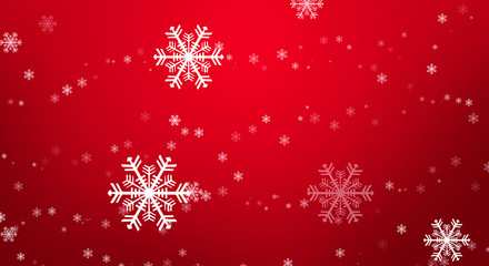 Red sparkling background with stars and snowflakes, the magical atmosphere of the Christmas holidays. Red bokeh background with snowflakes. Empty winter background, snowy, celebratory, sparks and star