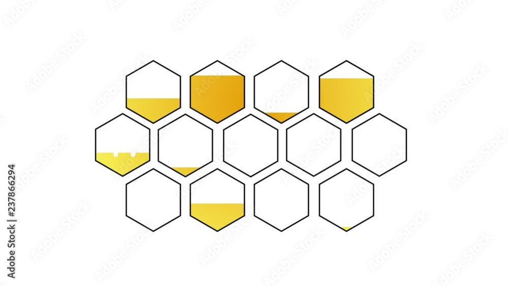 Poster gradually, honeycombs, which are formed from smooth lines and the word honey is written on them. whi