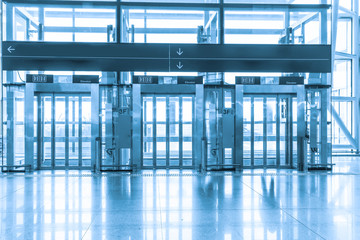 Elevator in airport terminal