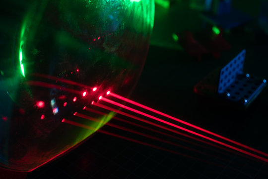 Experiment with red laser in optics lab