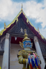 Fototapeta na wymiar Giant guardian statue in many temples of Thailand