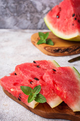 Sliced fresh watermelon and mint