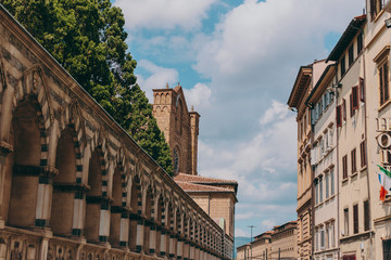 Beautiful and historic architecture of the streets of Florence in Italy