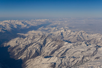 Fototapeta premium flight plane window view alps landscape