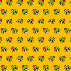 Fototapeta na wymiar Cactus - emoji pattern 37