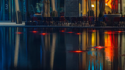 Milano night city water reflection colorful scene