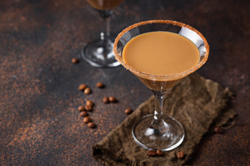 Chocolate martini cocktail or Irish cream liquor