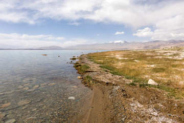 Fototapeta na wymiar Karakul Lake in the Pamir Mountains in Tajikistan