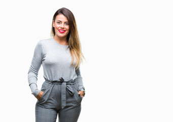Obraz premium Young beautiful worker business woman over isolated background with a happy and cool smile on face. Lucky person.