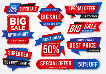 sticker sale set with abstract shape style and modern brand with modern concept, price tag discount, buy 1 get 1 free, special offer, big sale, super sale, hot sale tag design vector eps 10