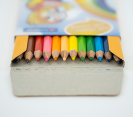 Fototapeta premium Colorful pencil color isolated on white background. Selective focus.