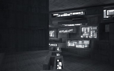 Abstract interior of  concrete. Architectural background. 3D illustration and rendering 