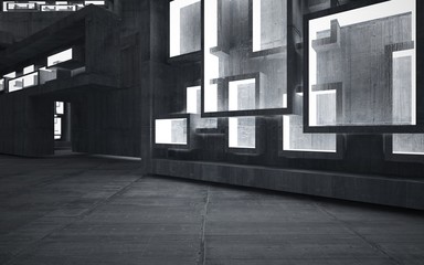 Abstract interior of  concrete. Architectural background. 3D illustration and rendering 