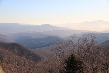 Mountains in the haze