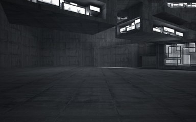 Abstract interior of  concrete. Architectural background. 3D illustration and rendering 