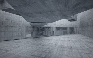 Abstract interior of  concrete. Architectural background. 3D illustration and rendering 