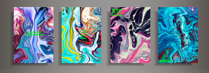 Modern design A4.Abstract marble texture of colored bright liquid paints.Splash neon acrylic paints.Used design presentations, print,flyer,business cards,invitations, calendars,sites, packaging,cover.