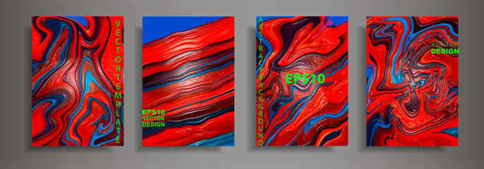 Modern design A4.Abstract marble texture of colored bright liquid paints.Splash neon red blue paints.Used design presentations, print,flyer,business cards,invitations, calendars,sites,packaging,cover.