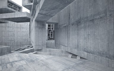 Abstract interior of  concrete. Architectural background. 3D illustration and rendering 