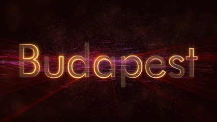 Budapest - Shiny looping city name in Hungary, text animation