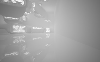 White smooth abstract architectural background. 3D illustration and rendering