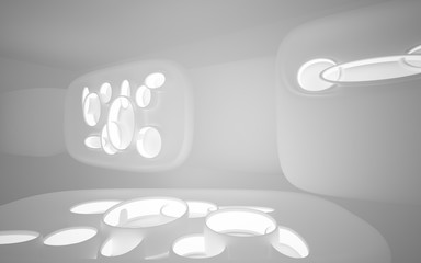 White smooth abstract architectural background. 3D illustration and rendering