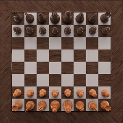 Wooden Chess on white blackground. High resolution 3d render illustration