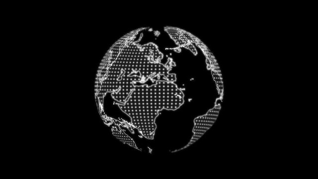 3D Earth world dotted globe with alpha channel animation