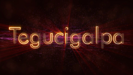 Tegucigalpa - Shiny looping city name in Honduras, text animation