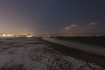 brighton beach at nigth in winter