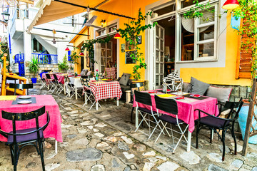 Fototapeta na wymiar traditional colorful Greece series - cute taverns in Skiathos island