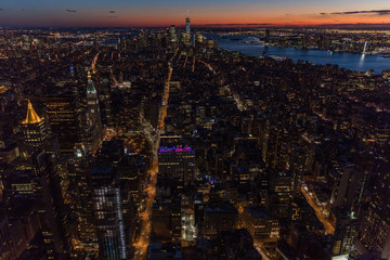 New York City skyscrapers, aerial panorama view