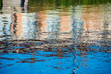 Abstract background with the reflection of the house in the water