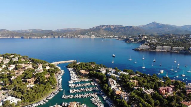 Aerial view, flight to Santa Ponca and the marina, Mallorca, Spain